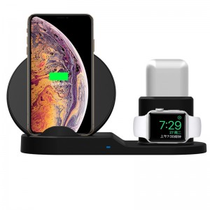 KPS-9302HC 3in1 qi rápido 10W teléfono inteligente reloj auricular escritorio inalámbrico cargador