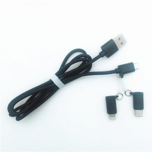 KPS-1002CB 3in1 Cable USB de carga trenzada de nylon 1M 2a OD3.5MM de alta calidad
